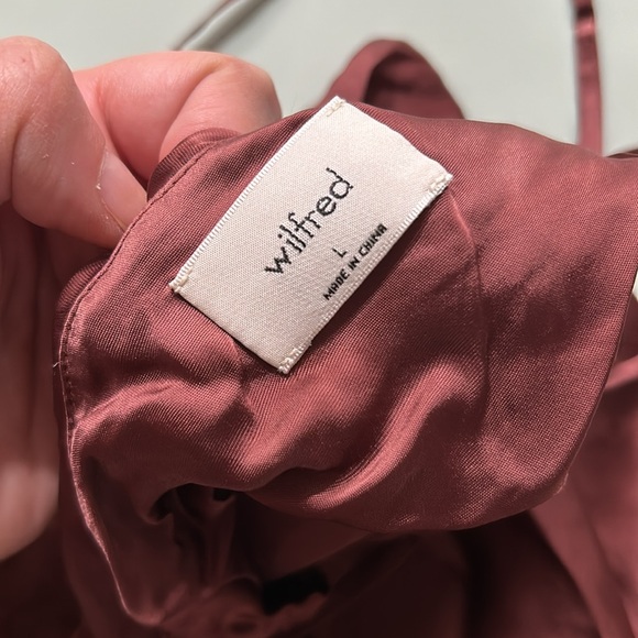 Wilfred Aritzia Brown Satin Ruched Slip Dress - Picture 5 of 5